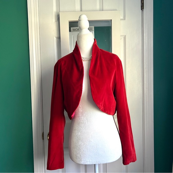 Red Velvet Bolero Jacket small - Picture 4 of 6